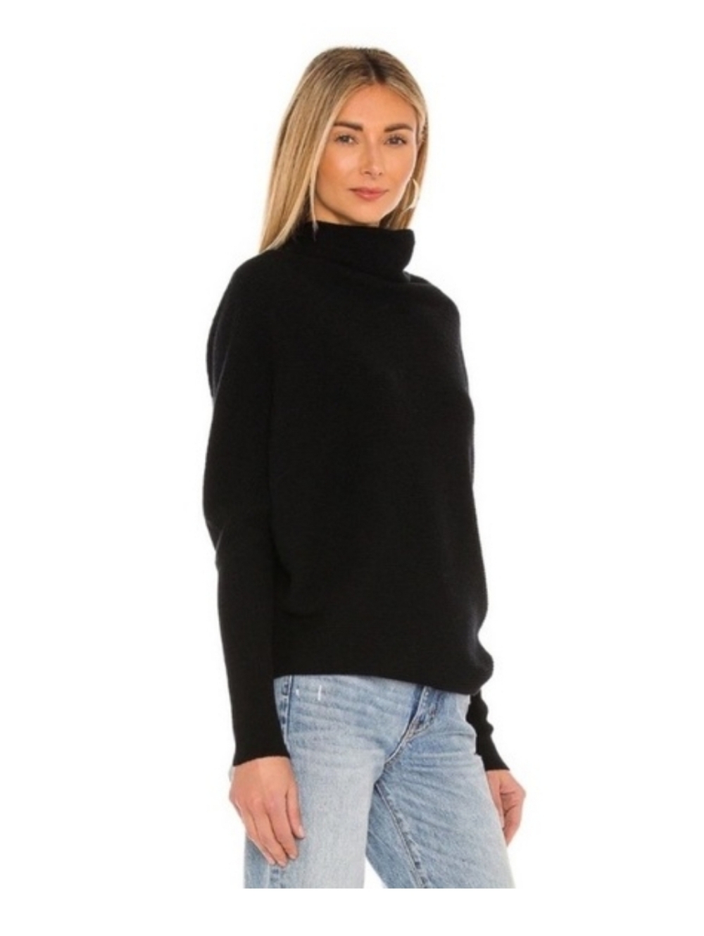 All Saints Ridley Black‎ Funnel Neck Wool & Cashmere Sweater Sz S